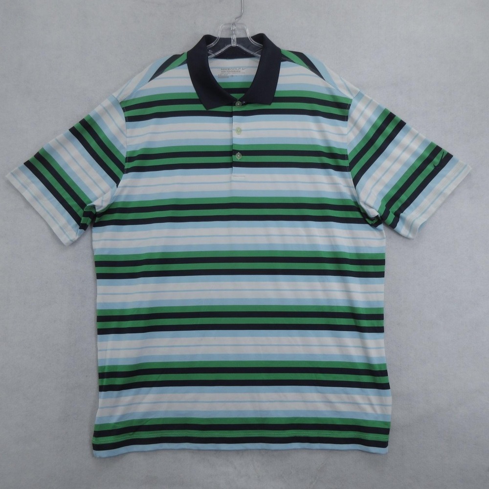 Nike Dri-FIT Golf Polo Shirt Mens XL Multicolor Striped Tour Performance Stretch